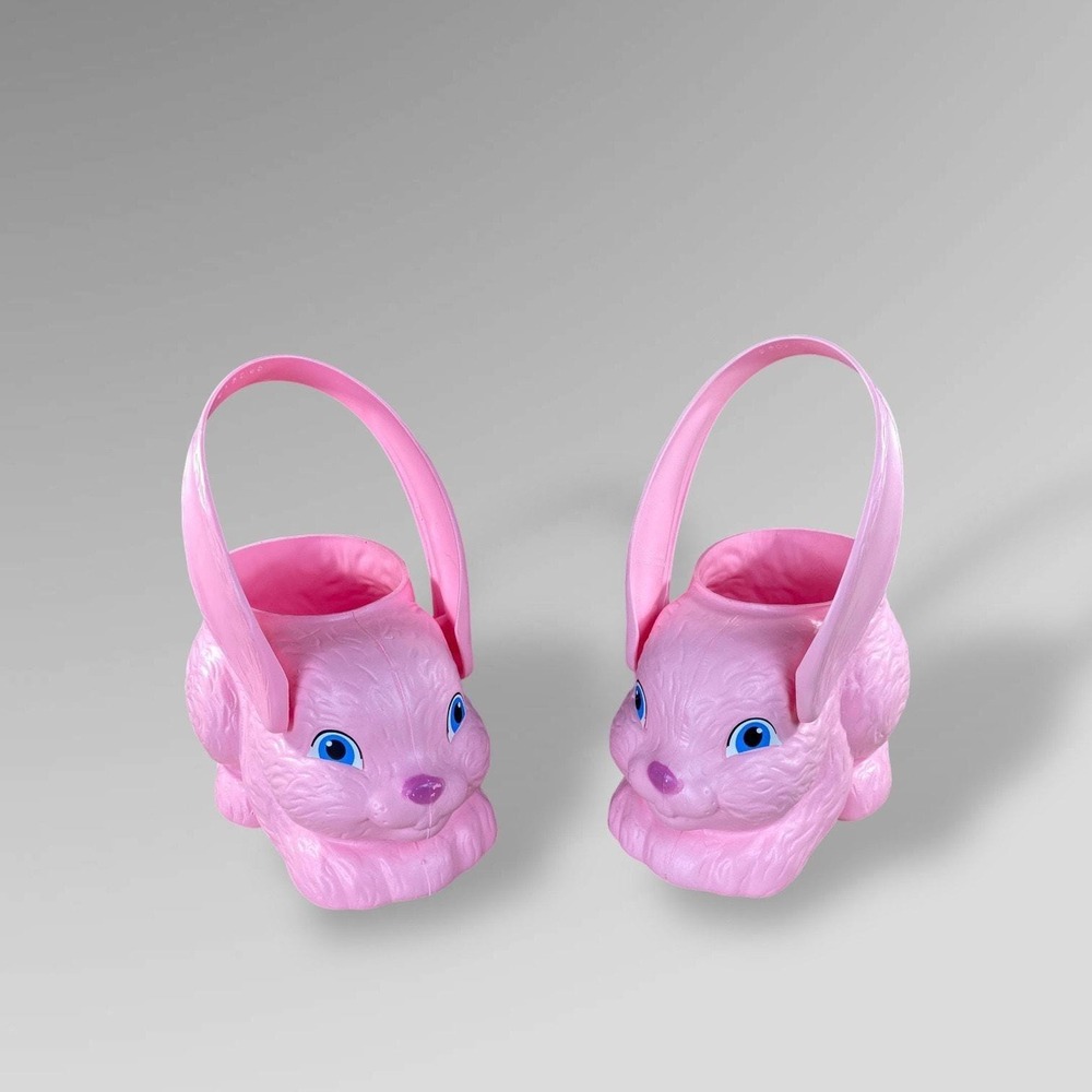 Pink Bunny Blow Mold Baskets Set‎ 2 Empire 1995 Vintage